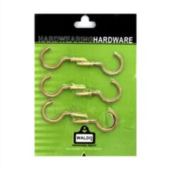 Cup Hook Round Brass Plated 38mm 6/Card - Image 1