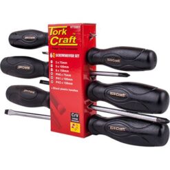 Tork Craft Screw Driver Set 6 Piece Black Handle - Image 1