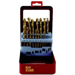 Tork Craft Drill Bit Set 19 Piece Tin. Coated Metal Case - Image 1