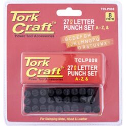 Tork Craft Letter Punch Set 8mm (A-Z) Black Finish - Image 1