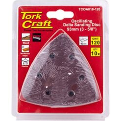 Tork Craft Oscillating Sandpaper A/O 93mm 10Pc Delta Shape 120Grit - Image 1