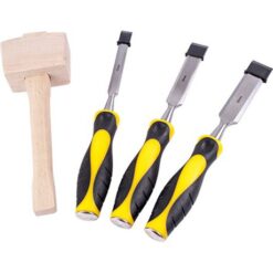 Tork Craft Chisel Set Wood 3 Piece Plus Wooden Mallet Blister - Image 1