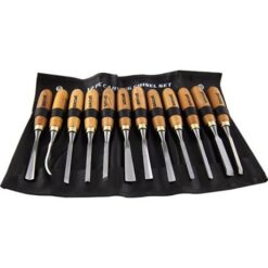 Tork Craft Chisel Set Wood Carving 12Piece In Leather Pouch - Image 1