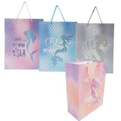 Bulk Pack x 8 Gift-Bag Paper Large Mermaid 26x32cm - Image 1