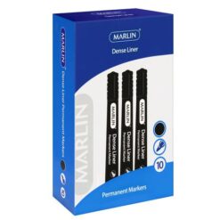 Marlin Dense Liners Bullet Point Permanent Markers - Black (Box of 10) - Image 1