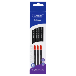 Marlin 12 Scribbler Black Barrel 2B Graphite Pencils - Image 1