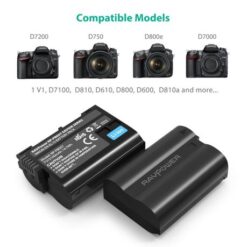 RAVPower Dual 2100mAh Nikon EN-EL15 Replacement Battery Charging Dock Set - Image 2