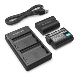 RAVPower Dual 2100mAh Nikon EN-EL15 Replacement Battery Charging Dock Set - Image 4