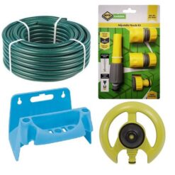 Hose Pipe Set (30m) with Fittings, Pyramid Sprinkler and Hose Reel Hanger - Image 1