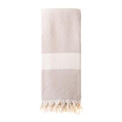 Turkish Throw / Blanket (100% Cotton) - Diamanta (220x240cm) - Sand - Image 1