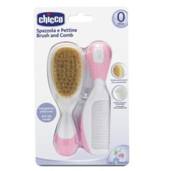 Chicco - Brush And Comb Natural Bristles - Pink - Image 1