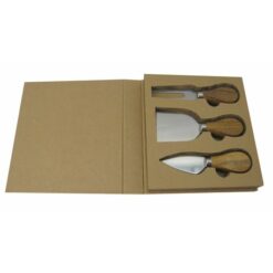 Mabibuch Stainless Steel Cheese Knives with Wooden Handles - 3 Piece Set - Image 1