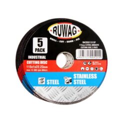 Ruwag 115mm Stainless Steel Abrasive Cutting Disc - 5 Pack - Image 1