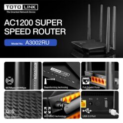 Totolink 1200MB 2.4G/5G Dual Band Gigabit WiFi Router - A3002RU - Image 4