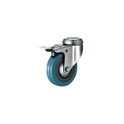 Tradequip - Grey Rubber Castor - Bolt Hole Swivel with Brake 75mm - Image 1