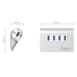 Orico 4 Port USB 3.0 HUB - Aluminium - Image 3