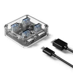 Orico 4 Port USB 3.0 Transparent Hub with 30cm cable- Transparent - Image 4