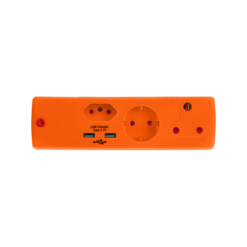 Electricmate 1 x 16 + 1 x 5 Amp + 1 x Shucko + 2.1 Amp USB Adaptor Loose Orange - Image 1