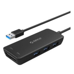 Orico 3 Port USB3.0 Hub With TF and SD Card Reader - Black - Image 1