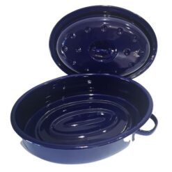 Enamel Casserole & Roasting Dish - Oval Shaped (Blue) - Image 2