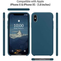 CellTime™ iPhone X / XS Shockproof Silicone Cover Soft Feel - Open Bottom - Midnight Green - Image 15