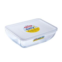 Pyrex Daily Rect Dish with plastic lid 27x22cm - 3.5lt - Image 1