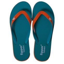 Fipper - Flip Flops / Slippers - Comfort (Turquoise with Orange Straps) - UK 10 - Image 2