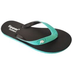 Fipper - Flip Flops / Slippers - Comfort (Black with Turquoise Straps) - UK 10 - Image 1