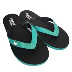 Fipper - Flip Flops / Slippers - Comfort (Black with Turquoise Straps) - UK 10 - Image 2