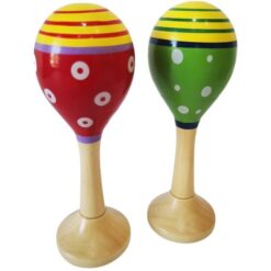 SourceDirect - Wooden Percussion Maracas Egg Shakers - Green & Red (2 Pieces) - Image 1