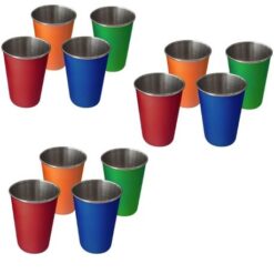 LK's - Stainless Steel Tumblers (Pack Of 12) - Assorted Colours - 400ml - Image 1