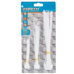 Zenith - Assorted Cable Ties, 60 Pieces Sizes: 100mm, 150mm & 200mm - White - Image 1