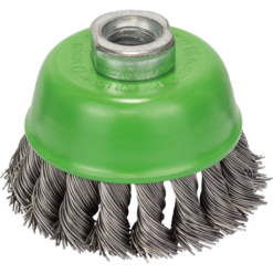 Wire cup brush, stainless 75 mm, 0,5 mm, M14, knotted wire - Image 1