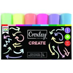 Croxley Mini Pastel Highlighters 6 Pack - Image 1