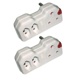 Current -Adaptor /2 x 3-Pin Euro Sockets - Pack of 2 (1 x 16A 2 x 5A) - Image 1