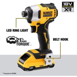 DeWALT 18V Cordless Brushless 1/4" Sub-Compact Impact Driver Kit - Image 2