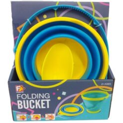 SourceDirect - Collapsible Round Beach Bucket (Blue/Yellow) - Yellow Shovel - Image 1