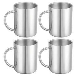 LK's Stainless Steel Mug 400ml - Pack of 4 - Image 1