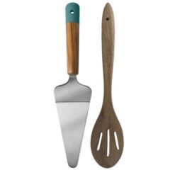 Jamie Oliver - Cake Server and Acacia Slotted Wooden Spoon - Image 1