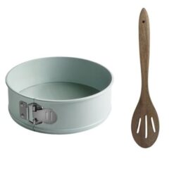 Jamie Oliver - Round Cake Tin 20cm Non-Stick and Acacia Slotted Wooden Spoon - Image 1