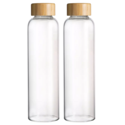 DAY - Glass Water Bottle with Bamboo Lid - 1L - Pack of 2 - Image 1