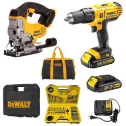 Dewalt - Cordless Hammer Drill Kit, Cordless Jigsaw and 100 Piece Accessories - Image 1