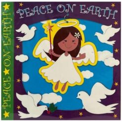 SourceDirect - Oversized Christmas Cards- Pack of 5 (Purple) Peace On Earth - Image 1