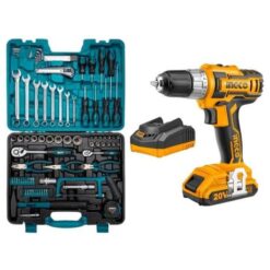 Ingco - Cordless Drill Combo (20V) and Mechanics DIY Hand Tool Set 90 Piece - Image 1