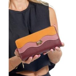 Scotty Bags - The Roberto - Double Zipper Purse - Tan Pink & Oxblood - Image 3