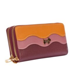 Scotty Bags - The Roberto - Double Zipper Purse - Tan Pink & Oxblood - Image 4