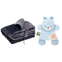 Solac - Kids Single Bed Electric Throw Over Blanket & Nattou & Gelpack-Bear - Image 1