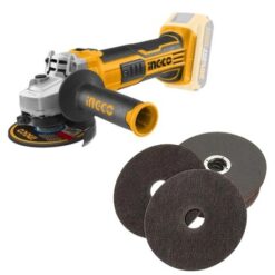 Ingco - Lithium-Ion Angle Grinder and Generic Cutting Discs x10 - Image 1