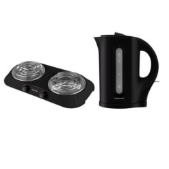 Mellerware - Double Spiral Hotplate & "Tugela" 1.7L Cordless Kettle - Black - Image 1