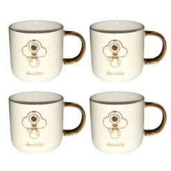 Decakila - Ceramic Mug - 330ml - White and Gold - Pack of 4 - Image 1